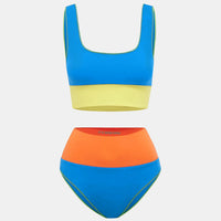 Contrast Wide Strap Two-Piece Swim Set