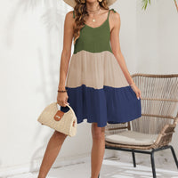 Color Block Spaghetti Strap Cover-Up Dress