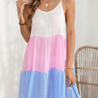 Color Block Spaghetti Strap Cover-Up Dress