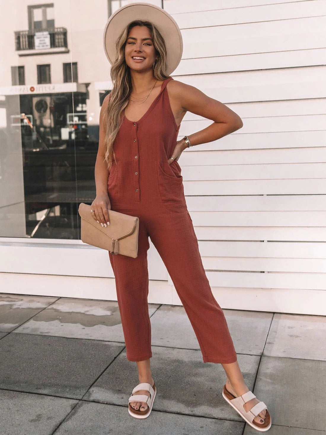 Full Size Scoop Neck Wide Strap Jumpsuit