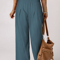 Smocked High Waist Wide Leg Pants