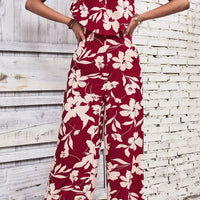 Floral Strapless Wide Leg Jumpsuit