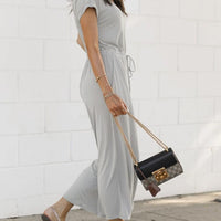 V-Neck Short Sleeve Jumpsuit