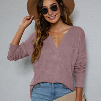 Dropped Shoulder High-Low Waffle-Knit Top