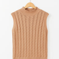 Cable-Knit Mock Neck Sweater Vest