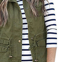 Drawstring Waist Vest with Pockets