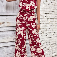 Floral Strapless Wide Leg Jumpsuit