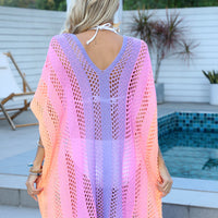 Openwork Contrast V-Neck Cover-Up