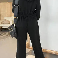 Full Size Drawstring Long Sleeve Jumpsuit