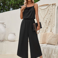 Chain Detail Asymmetrical Neck Jumpsuit