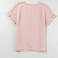 Round Neck Frill Short Sleeve T-Shirt