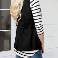 Drawstring Waist Vest with Pockets