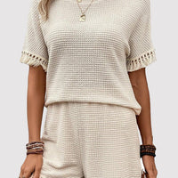 Tassel Round Neck Top and Shorts Set