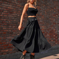 Elastic Waist Tiered Midi Skirt