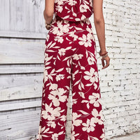 Floral Strapless Wide Leg Jumpsuit