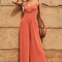 Smocked Spaghetti Strap Wide Leg Jumpsuit