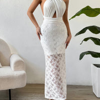 Lace Crisscross Sleeveless Maxi Dress