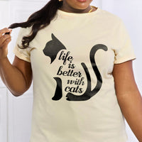 Simply Love Full Size LIFE IS BETTER WITH CATS Graphic Cotton Tee