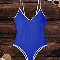 Tied V-Neck Spaghetti Strap One-Piece Swimwear