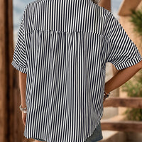 Striped Collared Neck Half Sleeve Shirt