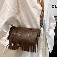 PU Leather Fringe Studded Crossbody Bag