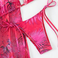 Printed Halter Neck Three-Piece Swim Set