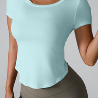 Cutout Round Neck Short Sleeve Active T-Shirt