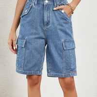 High Waist Denim Shorts with Pockets