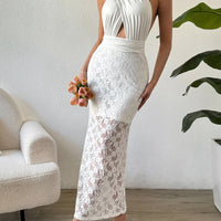 Lace Crisscross Sleeveless Maxi Dress