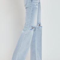 Risen Full Size High Rise Distressed Wide Leg Jeans