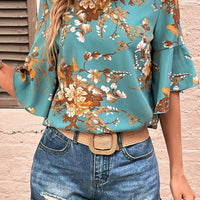 Printed Round Neck Half Sleeve Blouse