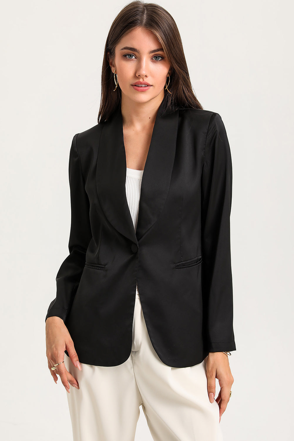 Long Sleeve Shawl Collar Blazer