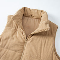 Pocketed Zip Up Turtleneck Vest Coat