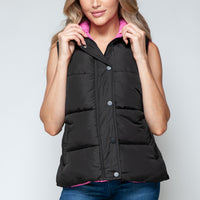 Snobbish Snap and Zip Closure Hooded Vest