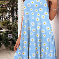 Printed Round Neck Sleeveless Dress