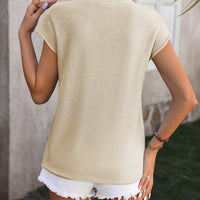 Mandy Rolled Cap Sleeve Round Neck Sweater Vest