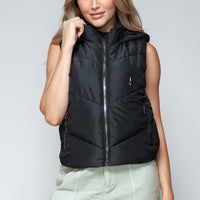 Snobbish Zip Up Quilted Hooded Vest