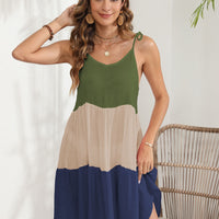 Color Block Spaghetti Strap Cover-Up Dress