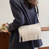 PU Leather Fringe Studded Crossbody Bag