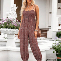 Printed Spaghetti Strap Jumpsuit