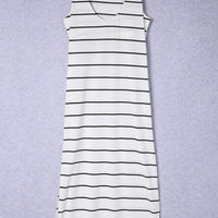 Striped Slit Sleeveless Maxi Dress