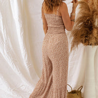 Floral Spaghetti Strap Smocked Wide Leg Jumpsuit