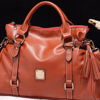 PU Leather Handbag with Tassels