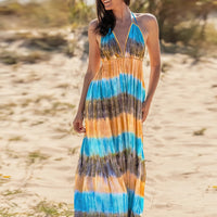 Tie-Dye Halter Neck Sleeveless Dress