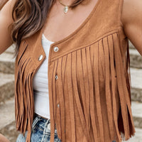 Fringe Snap Down Vest Coat