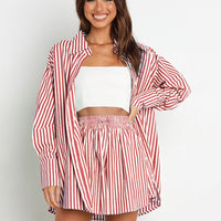 Striped Dropped Shoulder Shirt and Shorts Set