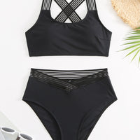 Crisscross Wide Strap Two-Piece Swim Set