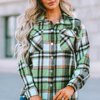 Plaid Pocketed Button Down Shacket