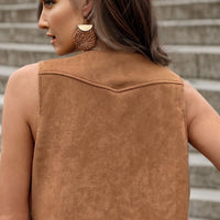 Fringe Snap Down Vest Coat