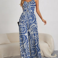 Decorative Button Spaghetti Strap Wide Leg Jumpsuit